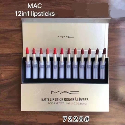 New MAC Matte 12 in 1 Lipstick Set 3.8g*12 1.596Oz Wholesale